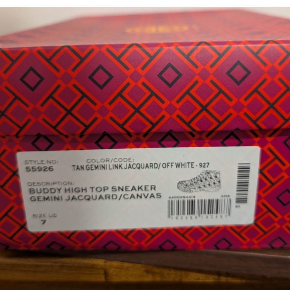 NWT Tory Burch Buddy Cap Toe Canvas Off White High Top Sneakers/Duck Shoes - Picture 12 of 13